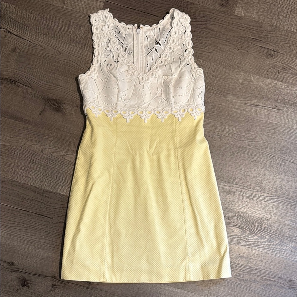 Sandi Stretch Shift Lily Pulitzer Yellow and White Dress